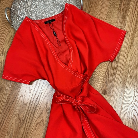 Next Tailoring Wrap Dress Kimono Sleeve Neon 12 - Picture 3 of 8